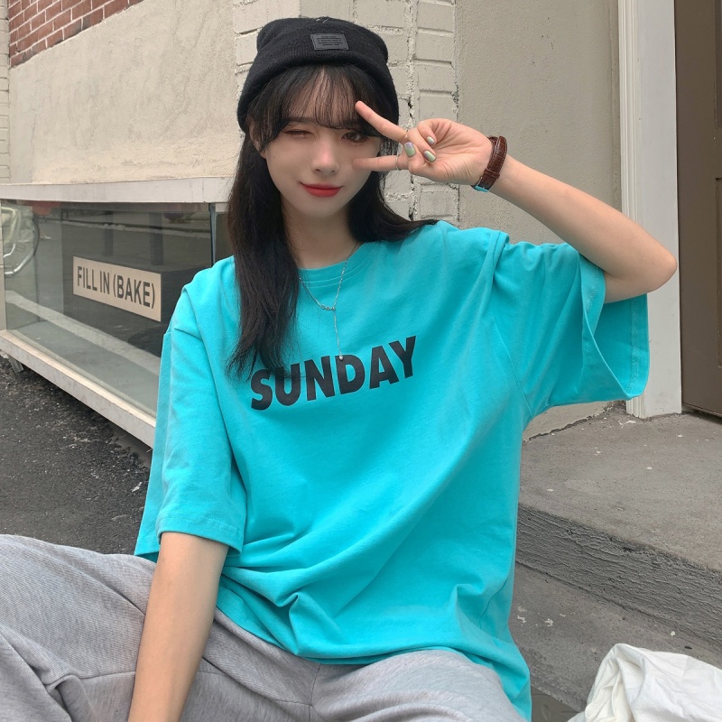 kaos atasan wanita/T-shirt fashion impo/baju cewe oversize/SUNDAY KAOS(realpict)