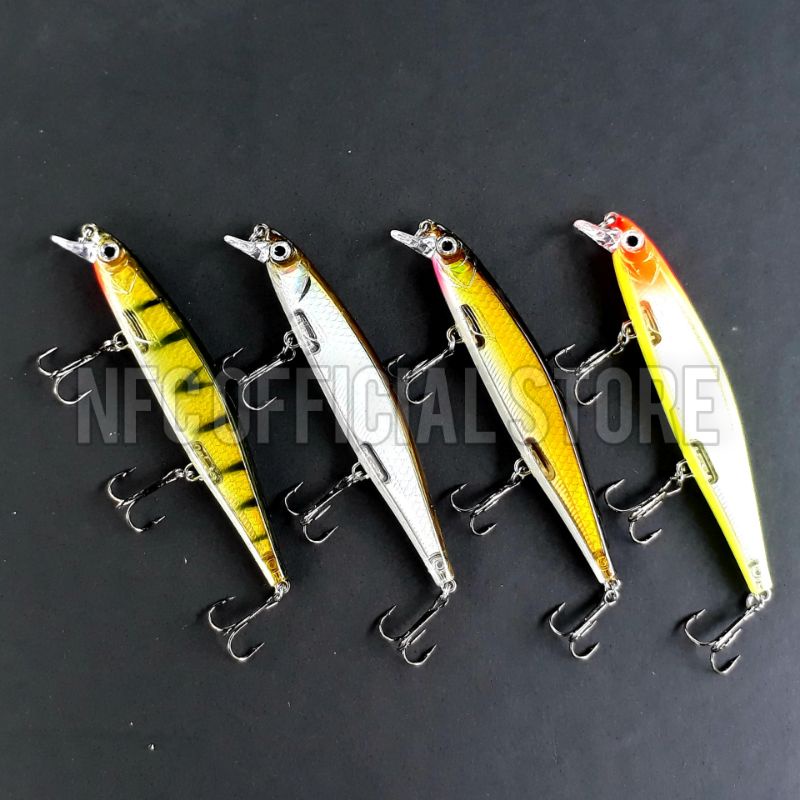 Lure minnow Floating 11cm / 13gram LONG CAST 3X Treble Hook dengan warna dan action KILLER