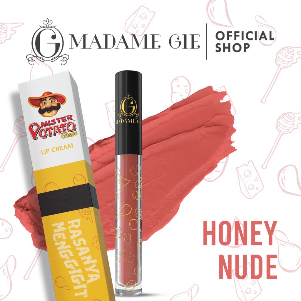 MADAME GIE X MISTER POTATO Lip Cream Indonesia / Lipstick Primer BB Foundation Loose Powder Eyeshadow Blush On Eyeliner Eyebrow Mascara Lipstick Matte Gloss Balm Kutek / Facial Wash Toner Essence Serum Sunscreen Mask Masker Body Lotion / Lipill Me Netizen