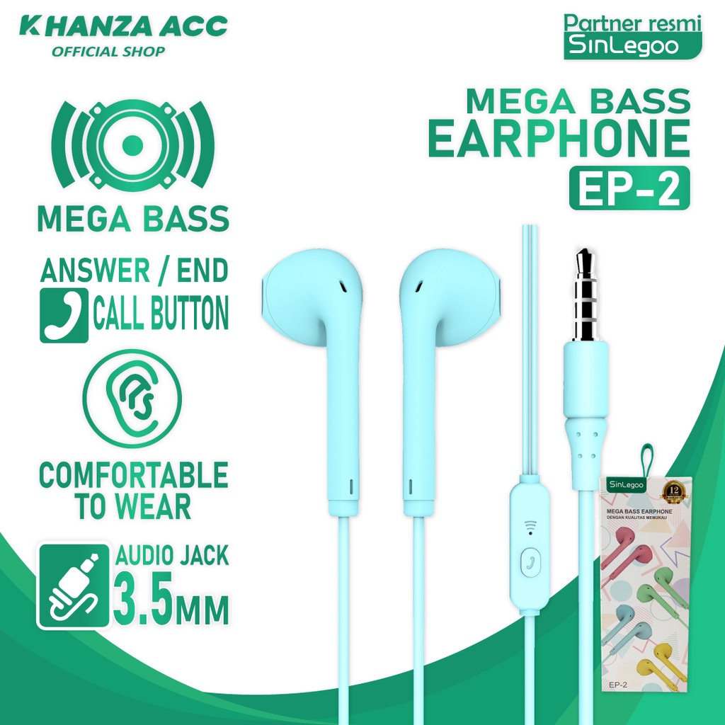 KHANZAACC SINLEGOO EP-2 Earphone In Ear Candy Edition Mega Bass Clear Sound