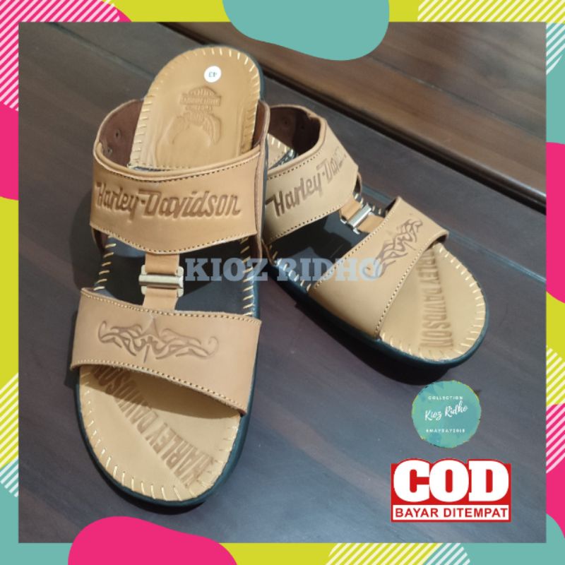 Grosir Sandal Pria Sandal Kulit Pria Harley Davidson sandal casual sandal kekinian