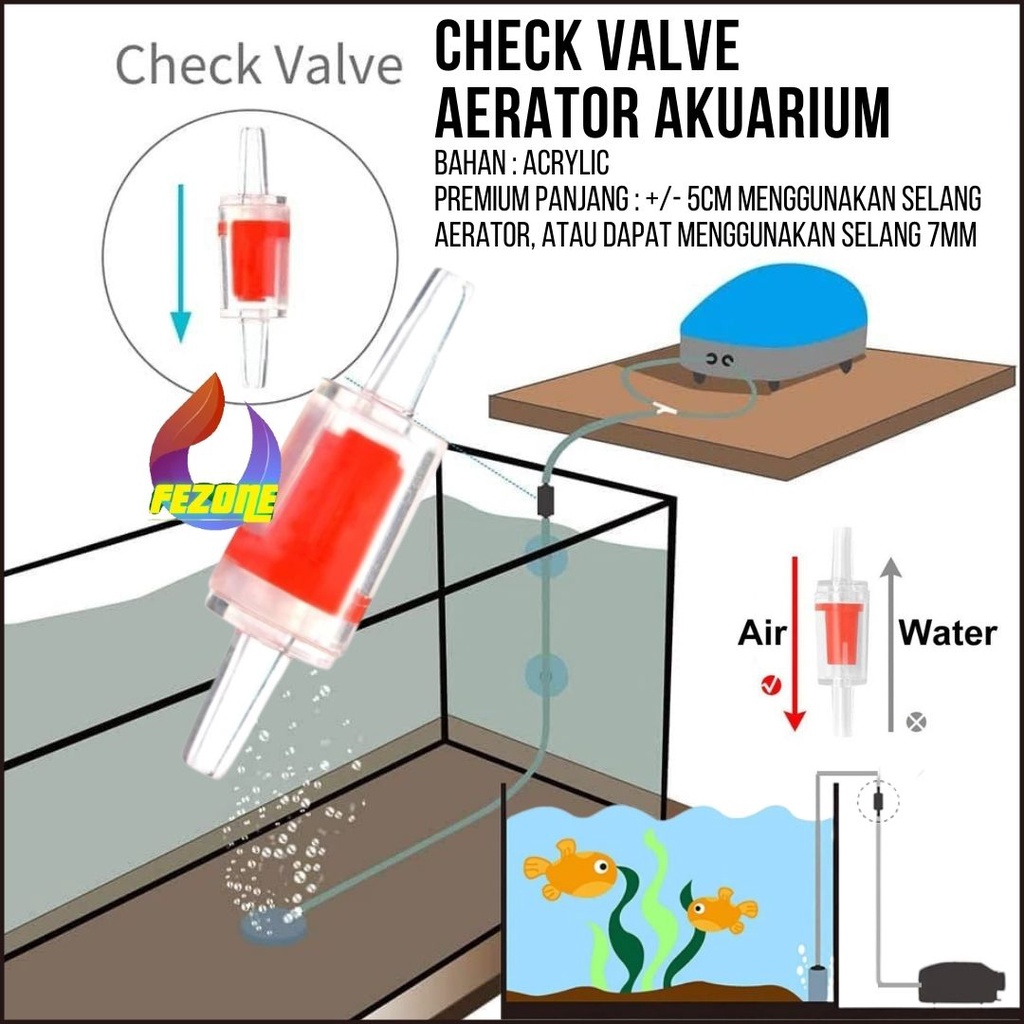 One Way Check Valve Aerator Akuarium FEZONE