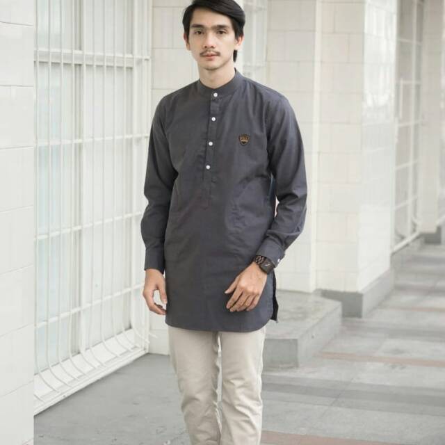 Rfam Baju Koko Muslim Kurta Oxford Denim TRZ Men