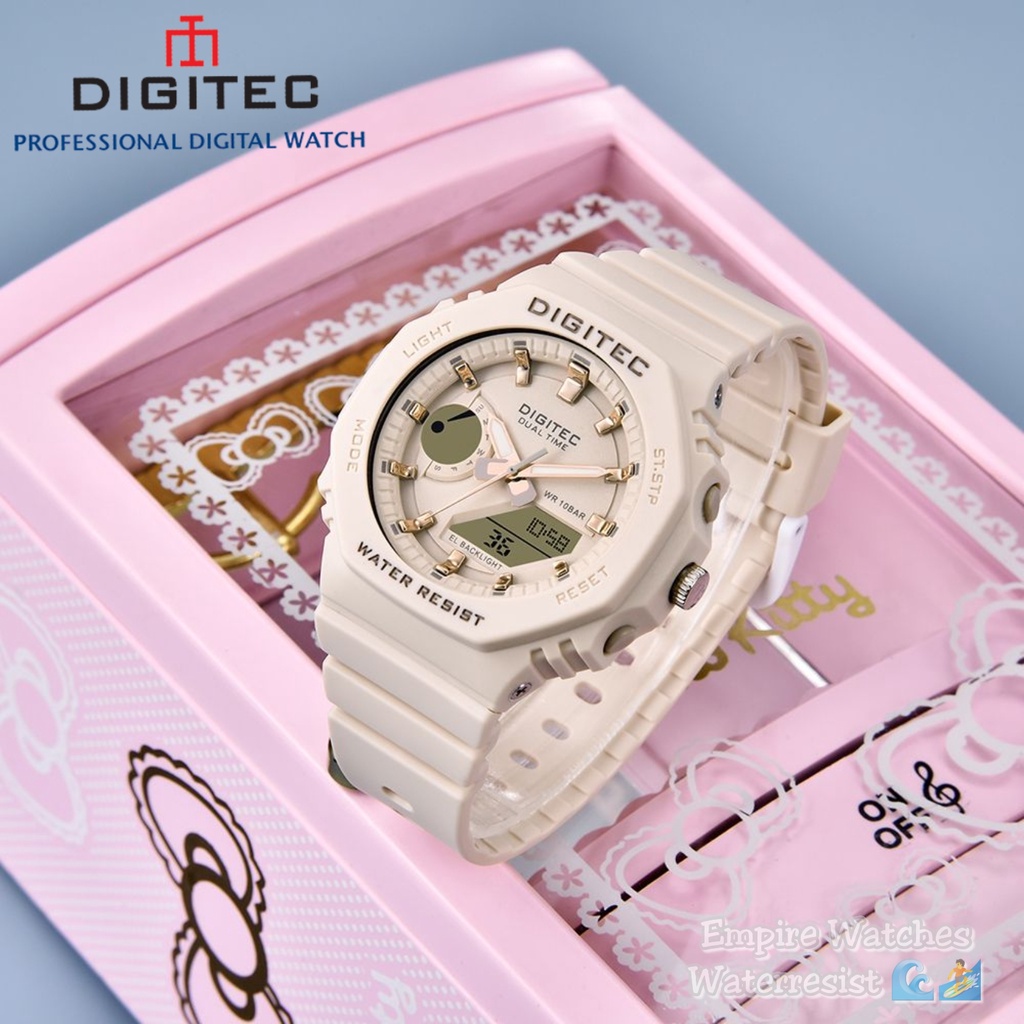 Jam Tangan Digitec DG3119T 3119 Wanita Cewek Analog Digital Strap Rubber Dualtime Kualitas Original Waterproof