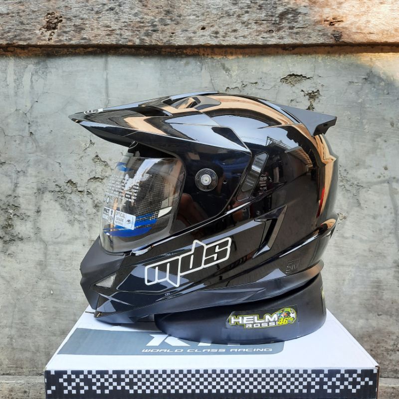 Helm MDS SUPER PRO Superpro SOLID 2 VISOR || MDS Cross hitam doff Glossy putih abu abu Original