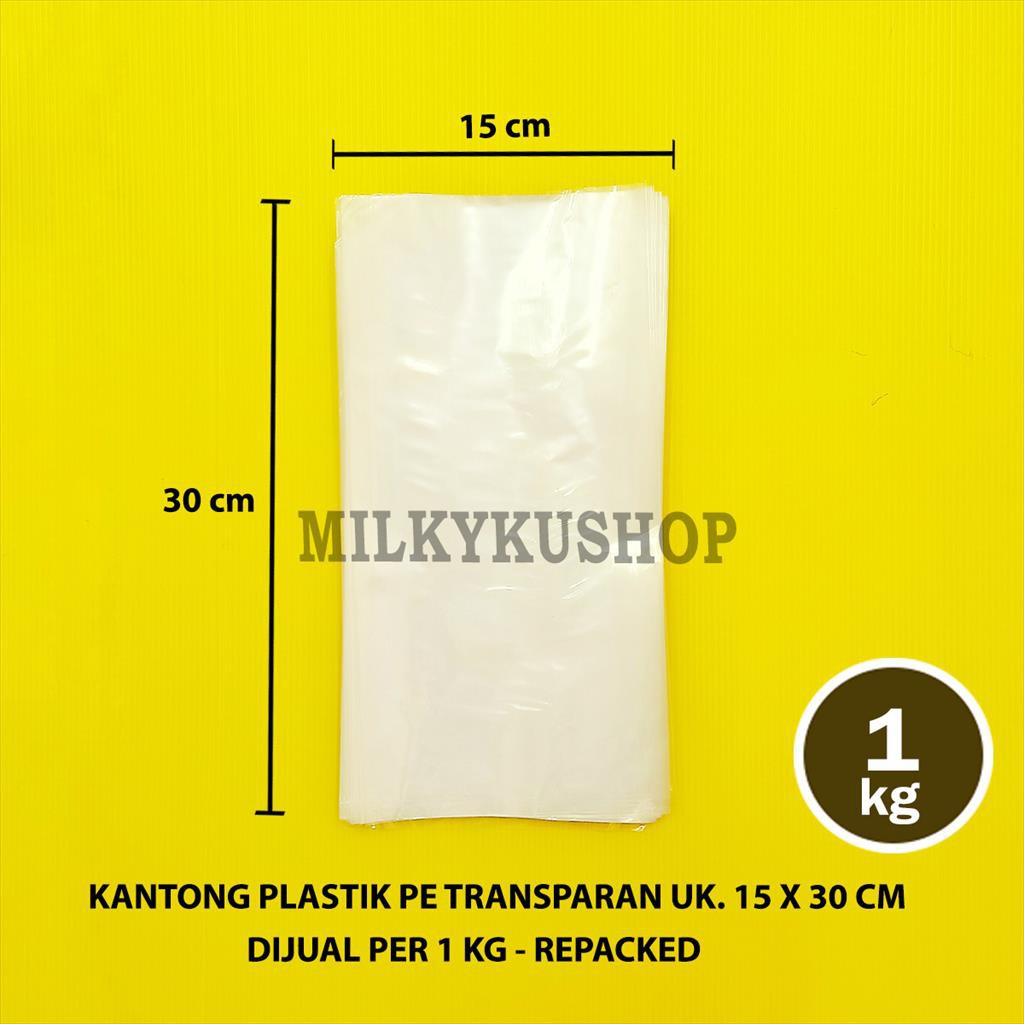 KANTONG PLASTIK PE TRANSPARAN BENING BERAT 1 KG REPACK