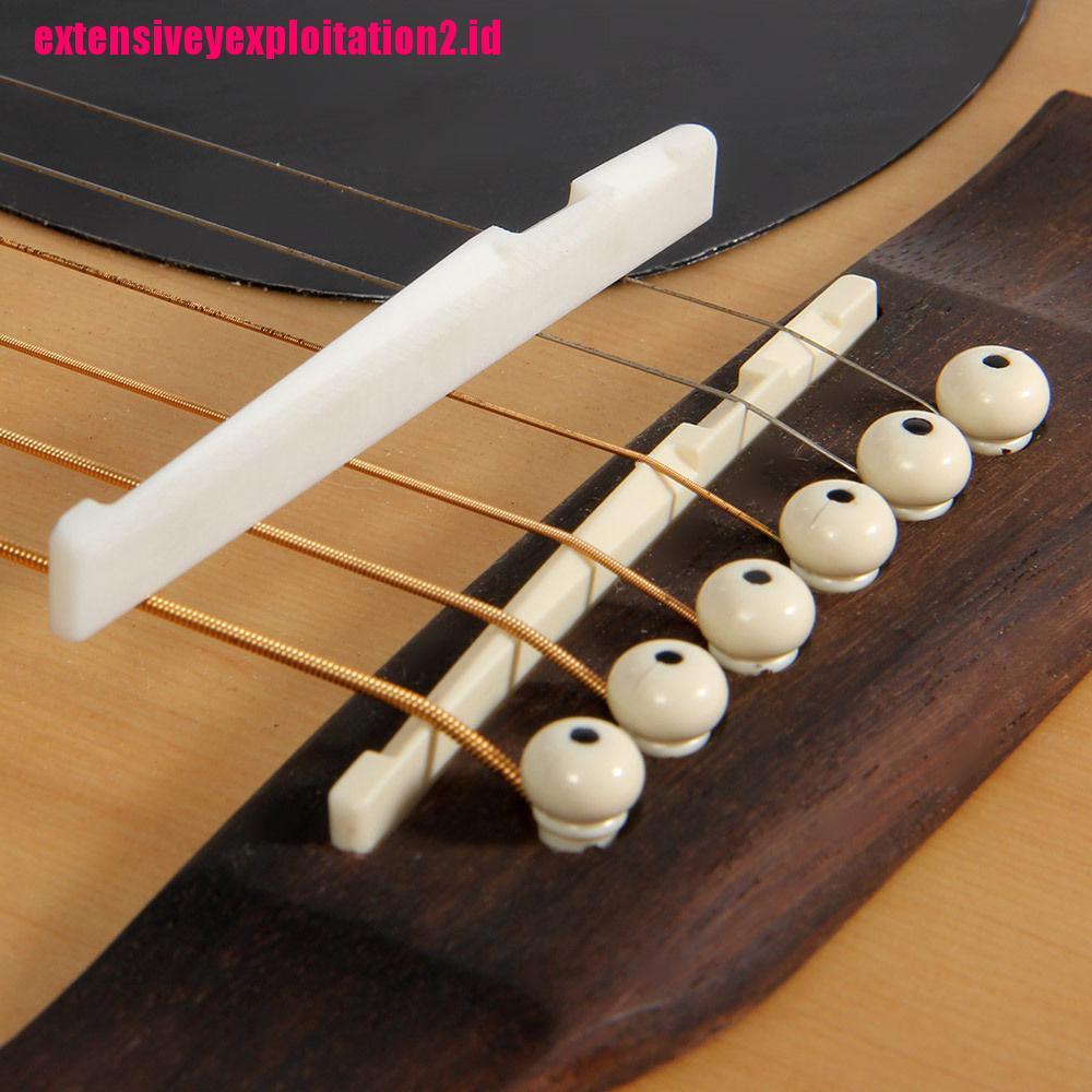 Ivory Bridge Saddle &amp; Slotted Nut Bahan Tulang Kerbau Warna Ivory Untuk 6 Senar Akustik