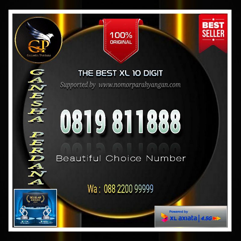 Kartu Perdana Nomor Cantik XL 10 Digit Pasca Bayar Super Rapi Doble Triple 888