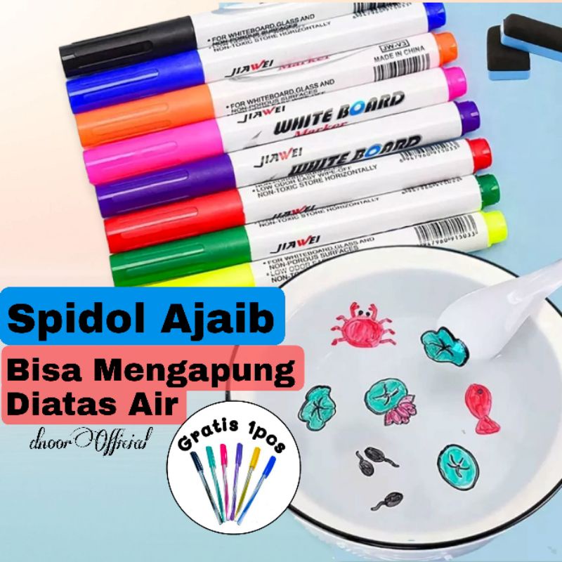 12PCS Spidol Apung Ajaib Bisa Mengapung Dalam air / Mainan Edukasi Spidol Anak Anak / Magic Marker