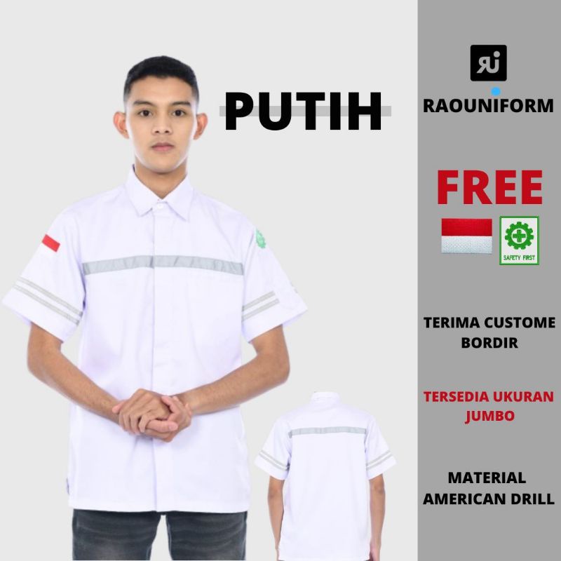 Atasan Wearpack tangan pendek custom bordir/Baju kerja kantor/kemeja karyawan kantor pabrik lapangan