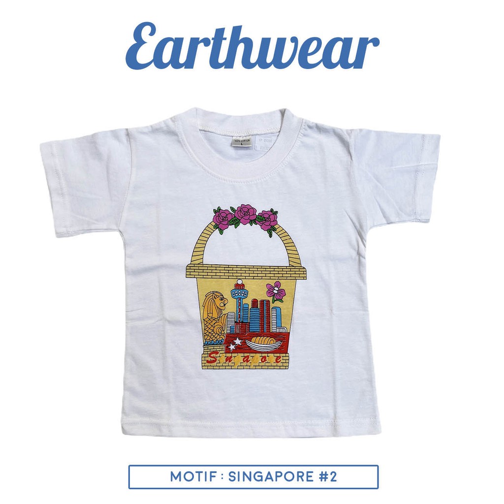 T-Shirt (Kaos) Earthwear uk  8 / 10 / 12 Tahun Dewasa Anak Remaja Unisex Cewek Cowok Oblong Kaos Rum