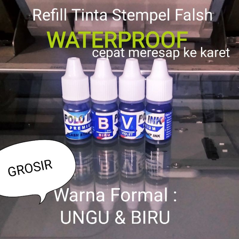 

Tinta Stempel Flash UNGU & BIRU Waterproof 5cc / cepat meresap