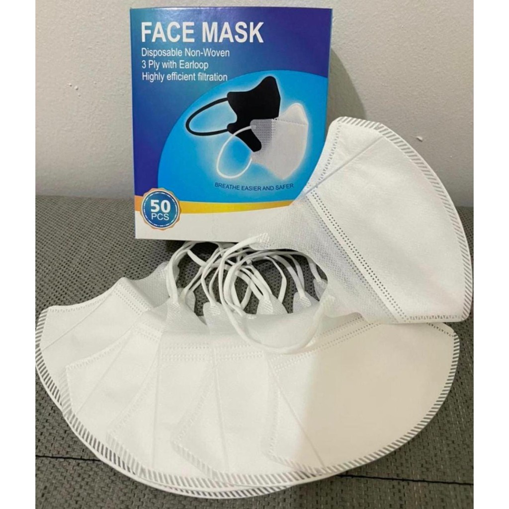[MURAH] masker duckbill putih isi 50 merek facemask tebal dan elastis lembut 3ply