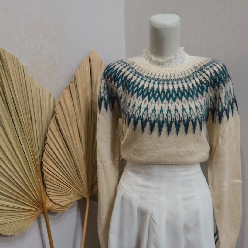 Sweater Motif Etnik Tribal Navajo Warna Coksu Navy