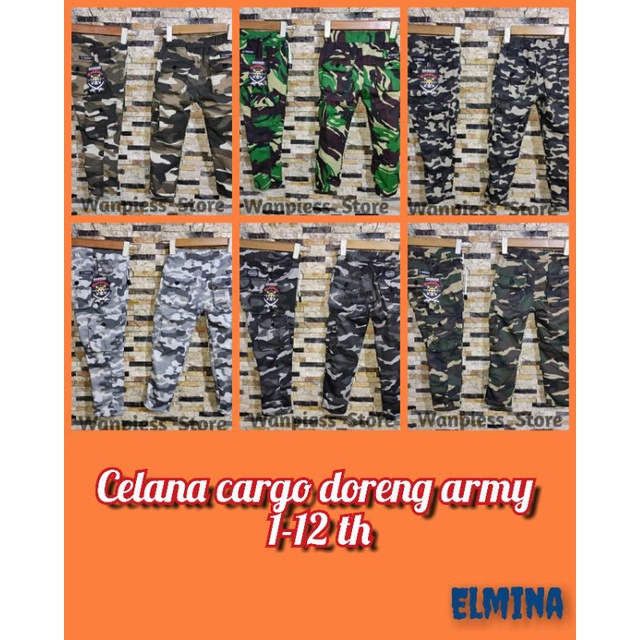 Celana Panjang Anak  ARMY / LORENG  Size 1-12 tahun  / Celana panjang ARMY / celana TNI anak laki la