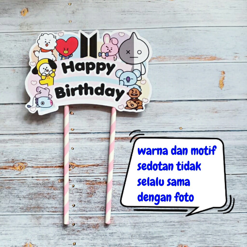 cake topper sedotan hiasan kue ulang tahun karakter BT21 BT 21 BTS