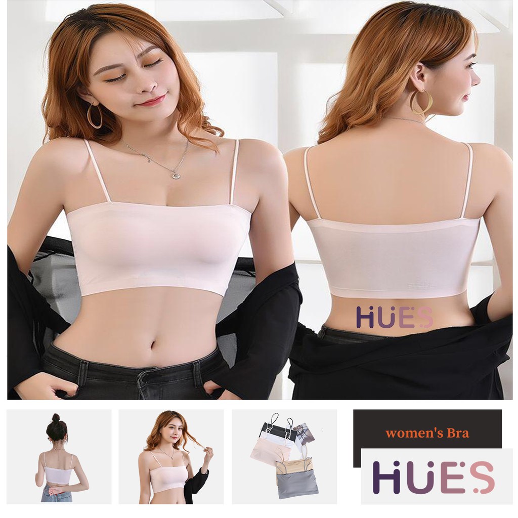 HUES.ID Bra Wanita  Crop Top Bra Ice Silk SeamlessBra Bralett BH Tanpa Kawat Fitnes Senam 1005