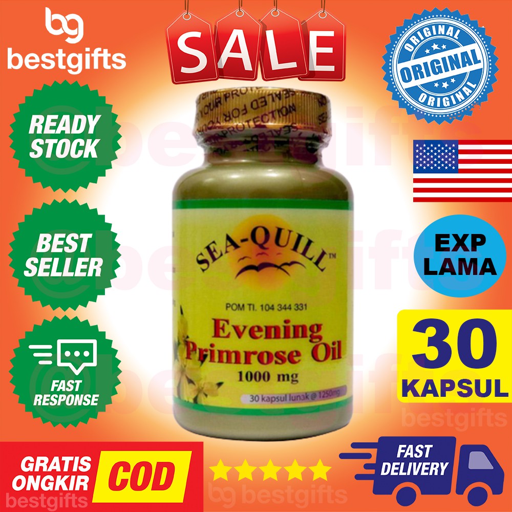 SEA QUILL SEAQUILL EVENING PRIMROSE OIL EPO 1000MG 1000 MG MENSTRUASI PMS NYERI RADANG 30 KAPSUL