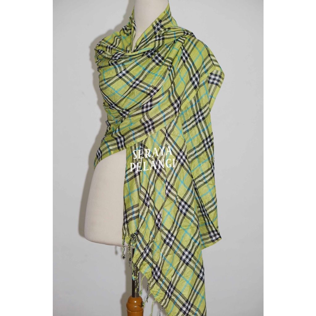 Pashmina Cashmere Motif Kotak 01 | Plaid | Selendang | Scarf | Syal | Shawl | Pasmina | Souvenir | Hadiah Ulang Tahun | Birthday Gift | Aksesoris Fashion Wanita Pria | Import Quality | Grosir Murah