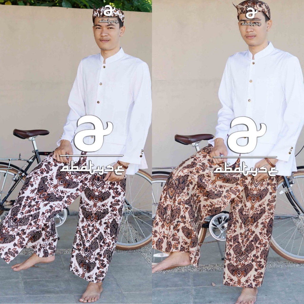 Setelan Iket Batik Barong Baju dan Celana Sarung Khas Cirebon Motif klasik - Batik Barong Kraton Cir