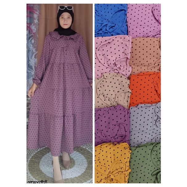 ( BISA COD ) MIDI DRESS RUBIAH CRINKLE IMPORT / MIDI XL LD 110 / MIDI RUBIAH TUTON BUSUI KANCING / B