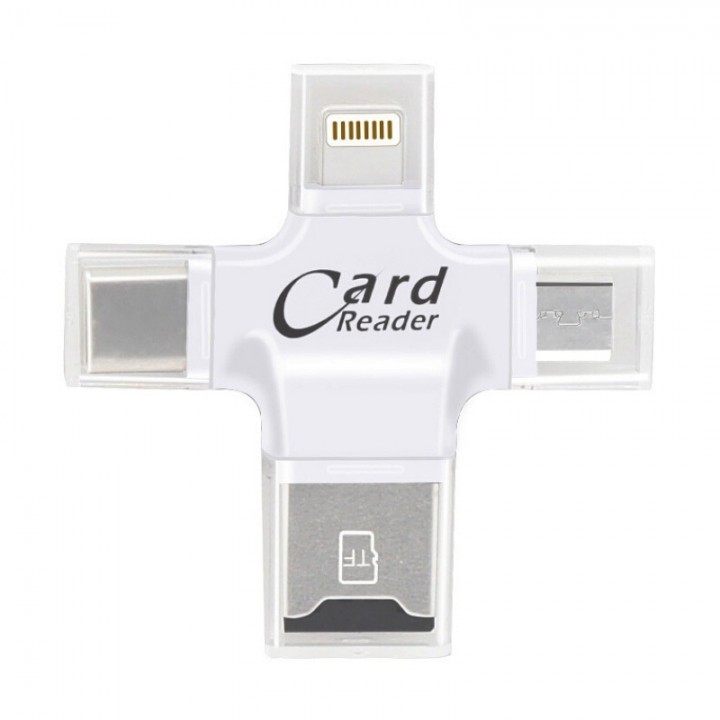 iDragon R006 4 in 1 Card Reader Multi Function Lightning Type-C Micro USB TF Card OTG Card Reader