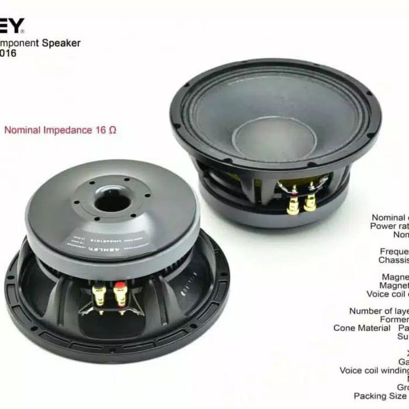 Speaker Component Ashley Linear 108 Woofer Ashley 10 inch Original