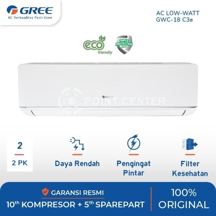 TERHEMAT AC GREE 2 PK GWC-18C3E DELUXE LOW WATT (INDOOR + OUTDOOR)