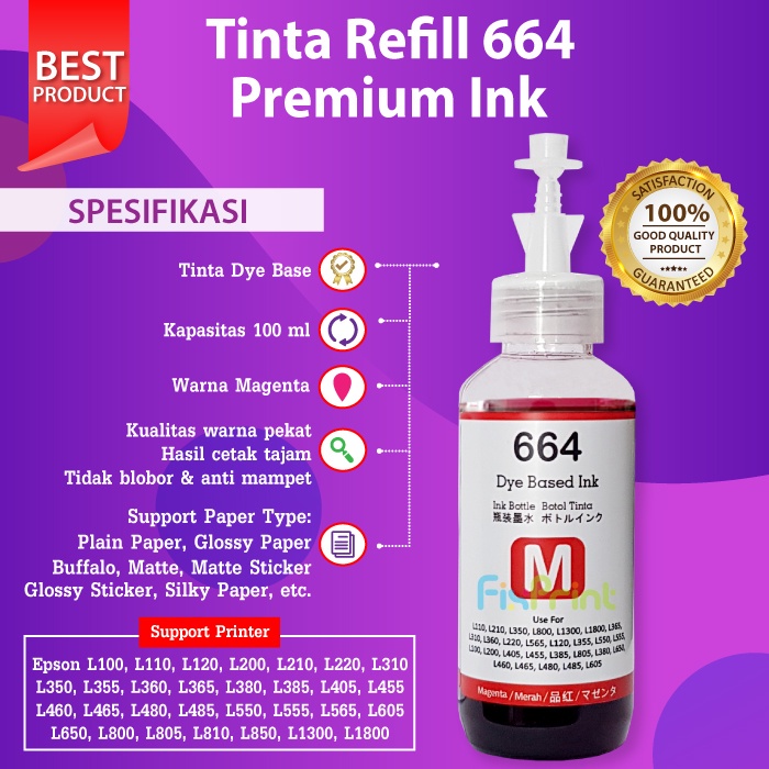 Tinta Epson T6641 - T6644 Diamond Ink 100ml L120 L310 L300 L210 L350 L220 L360 L365 L1300