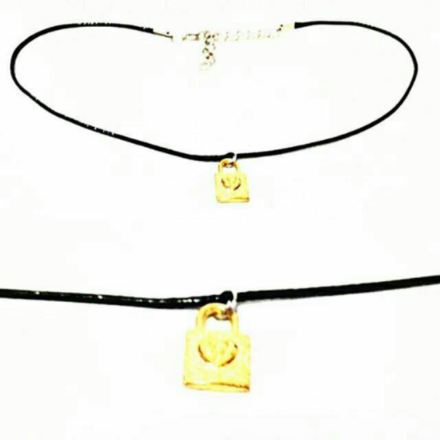 Baby Choker Necklace Golden Love Padlock | Kalung Handmade