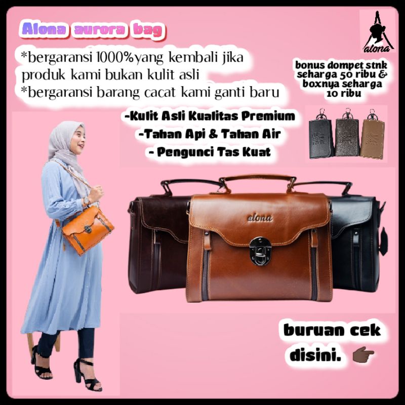 Tas Selempang Wanita Kulit Asli Original Branded Alona Aurora Leather Shoulder Bag Premium