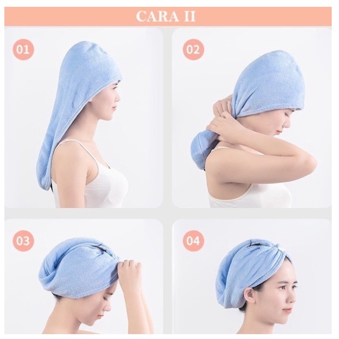 Handuk Keramas Pengering Rambut Microfiber / Hair Drying Towel Cap Handuk Kepala Keramas Turban Serat Micro Pembungkus Rambut