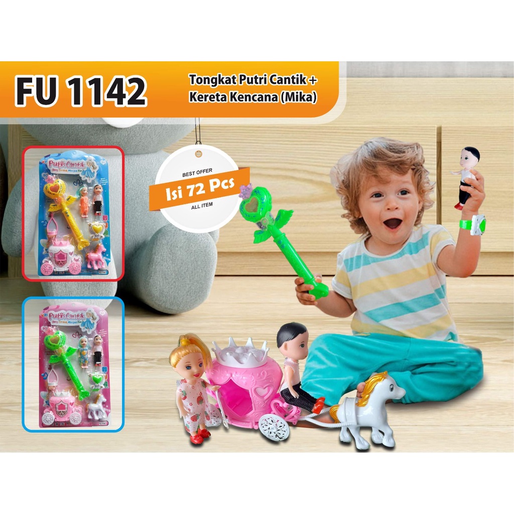 FU 1142 - Mainan Tongkat Peri Putri Cantik dan Gelang Lampu lucu dengan Boneka Mini Berbie FU1142