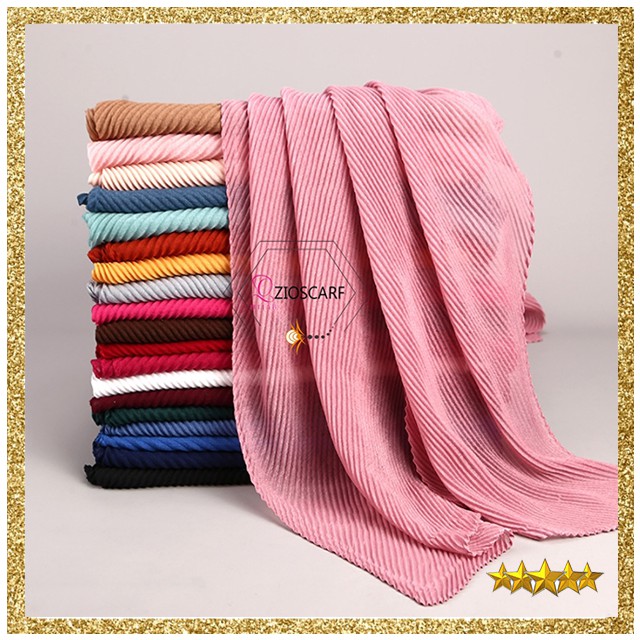 PASHMINA PASMINA PLISKET MIRING A41 pleated shawl waffle scarf hijab plisket malaysia import ZIOSCAR