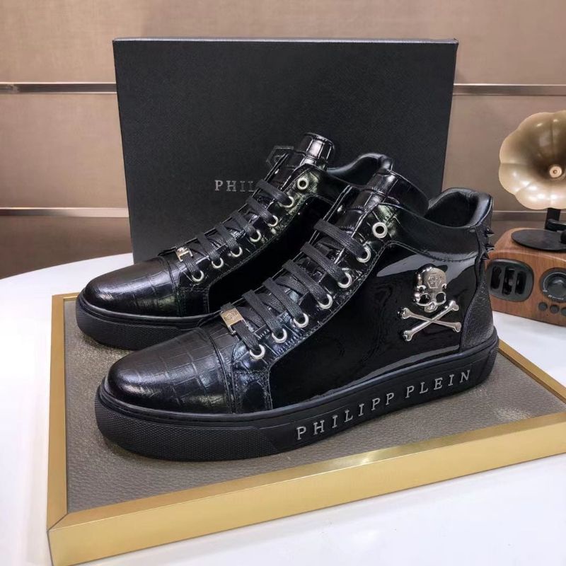 sepatu philipp plein sneaker boots pria mirror top Brand pp shoes men cowok hitam