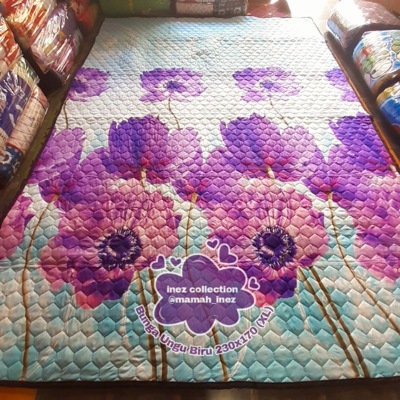 TIKAR QUILTING BUNGA UNGU BIRU / XL
