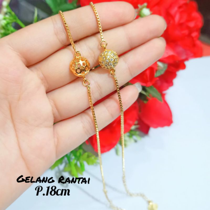 Fourfashion Gelang Tangan Xuping Italy Bandul Tengah Bulat Lapis Emas PD231