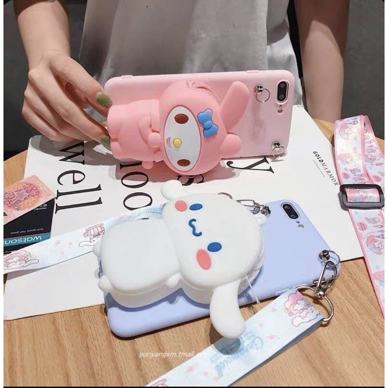 iPhone 11 iPhone  6 6G 6S 7 8 6+ 6S+ 7+ 8+ PLUS X XS XR XS MAX SOFT CASE BONEKA DOMPET KOIN COIN + GANTUNGAN TALI HP SELEMPANG TAS SOFT WALLET STRAP