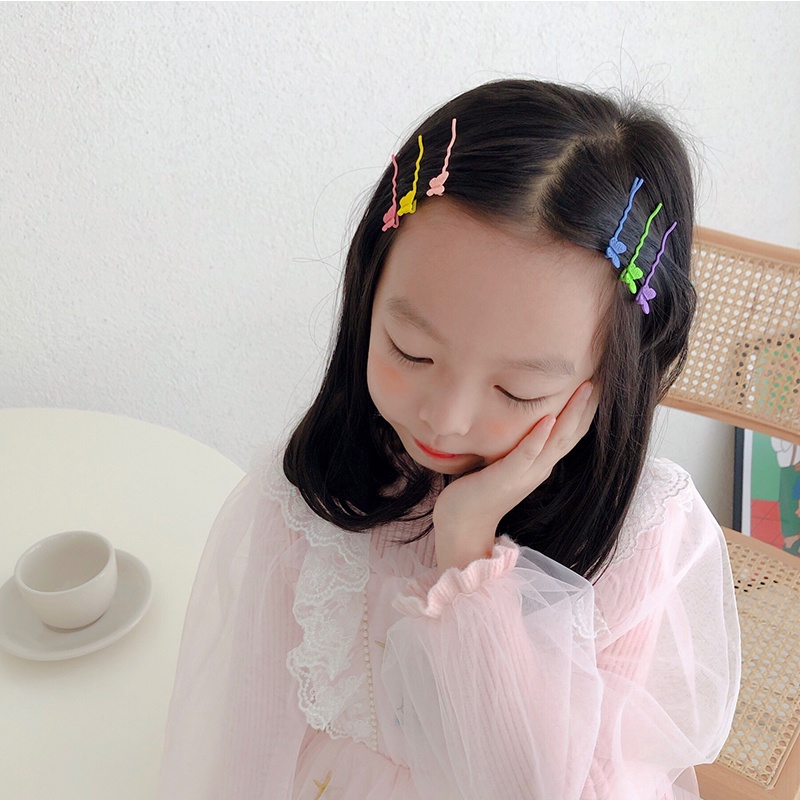 Set 6buah Kartun Beruang Berbentuk Hati Kupu-Kupu Jepit Rambut Logam Gadis Lucu Korea pentagram Poni Klip