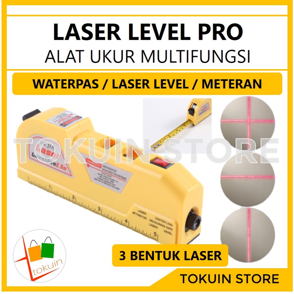 Laser Level Pro Meteran Penggaris Waterpass Square Ruler Measure Tape