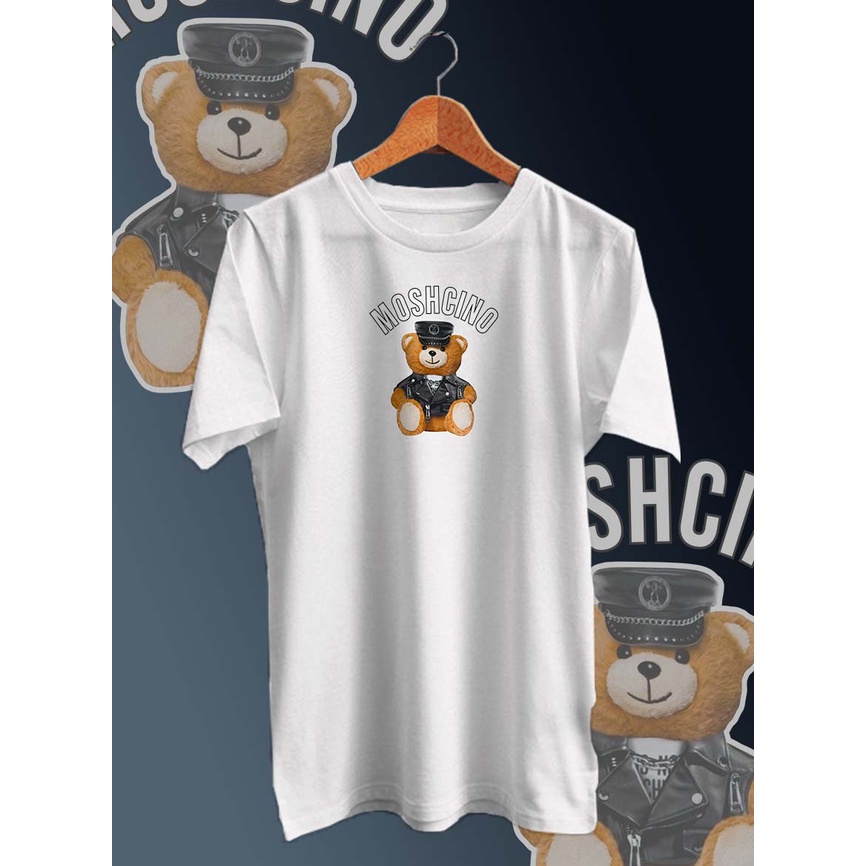 BAJU KAOS DISTRO PRIA DIGITAL PRINT BEAR MOSHCINO