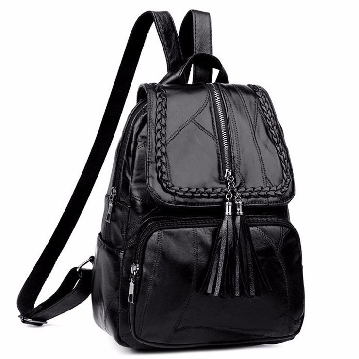 RANSEL WANITA KULIT Tas Ransel Wanita Kulit Hitam Model Backpack untuk Sekolah Kuliah Kerja