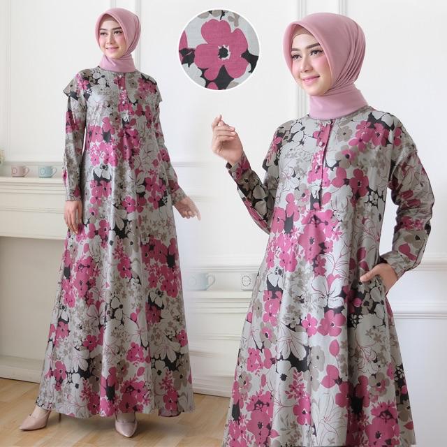 Fabricme - Dress Gamis Wanita Muslim Motif Bunga