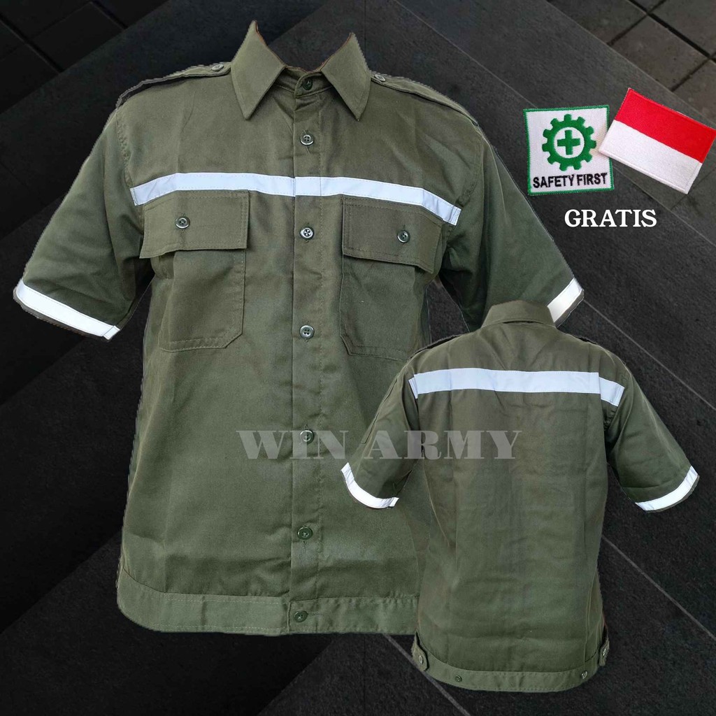 Baju Safety Seragam Kerja / Kemeja Proyek Atasan Lengan Pendek / Atasan Kerja Pendek Wearpack Logo