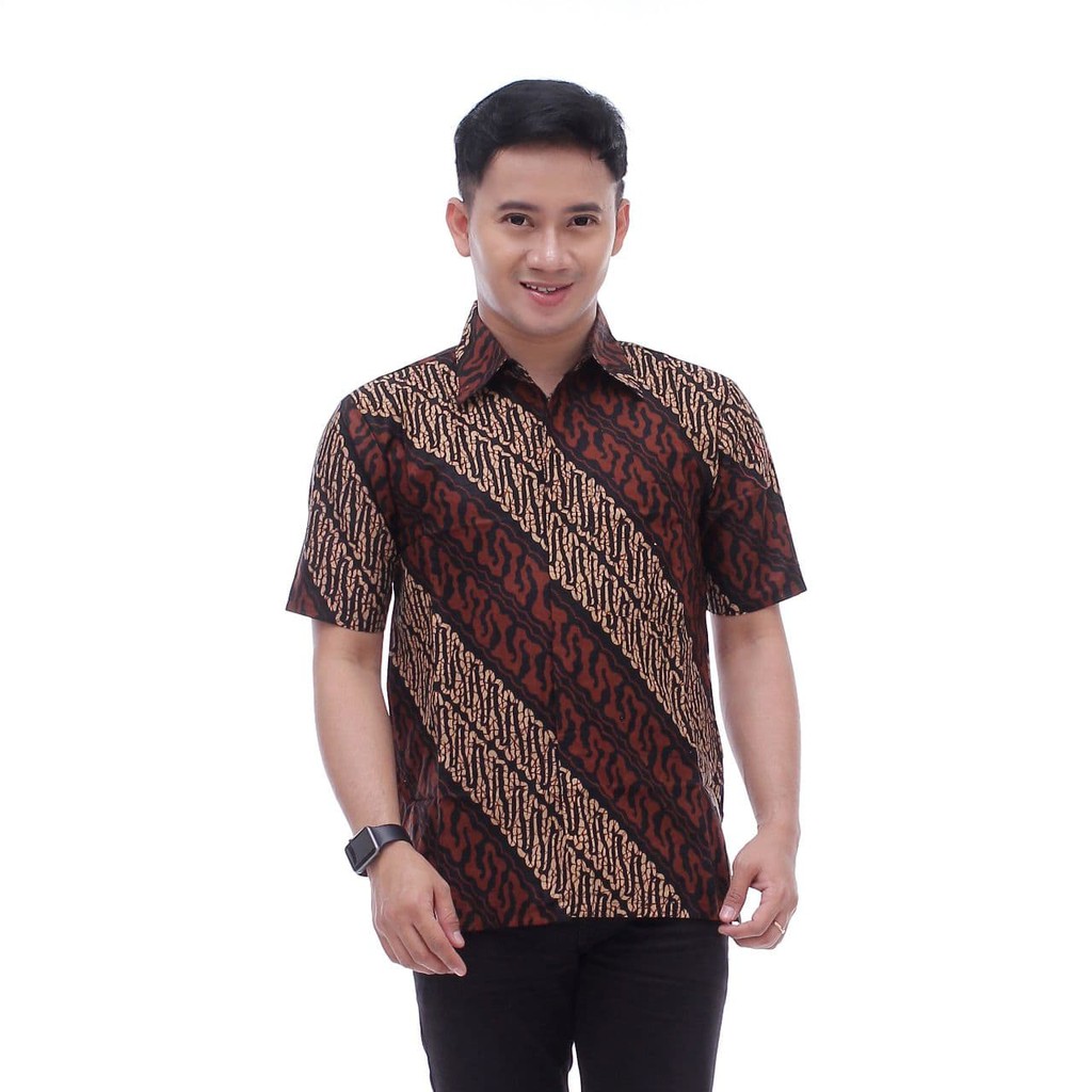 Baju Batik Pria - Hem Batik Pria Lengan Pendek Pekalongan Jumbo M L XL XXL 3XL 4XL 5XL - Hem Batik Asli Pekalongan