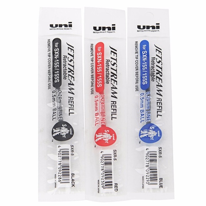 

Terlaris Uni SXR-5 Jetstream Refills for SXN-150-05 0.5mm Ball Japan Black/Blue - Merah