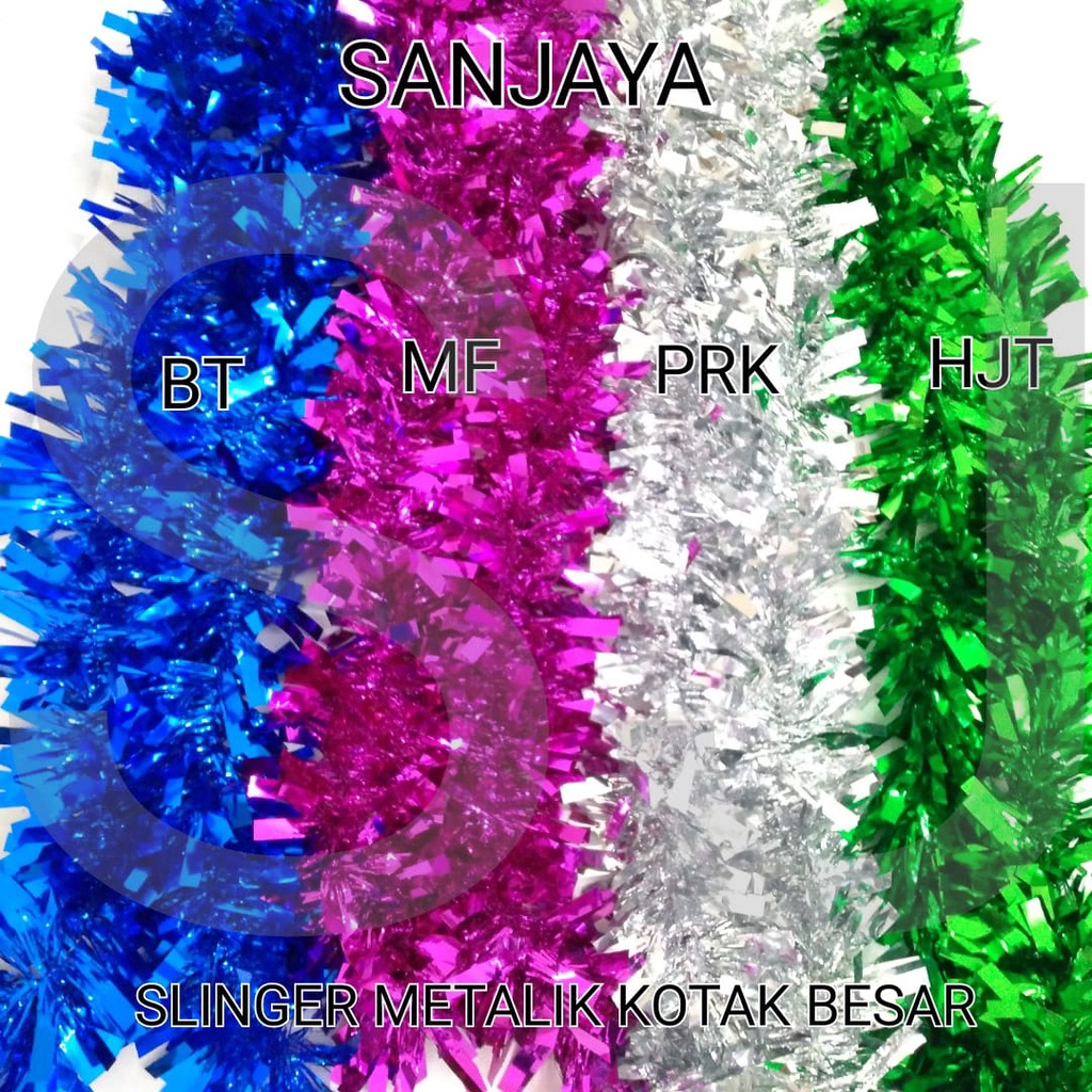 Slinger / Tinsel / Rumbai Hiasan Pohon Natal Warna Warni / Garland Tinsel / Slinger Metalik Kotak Bsr