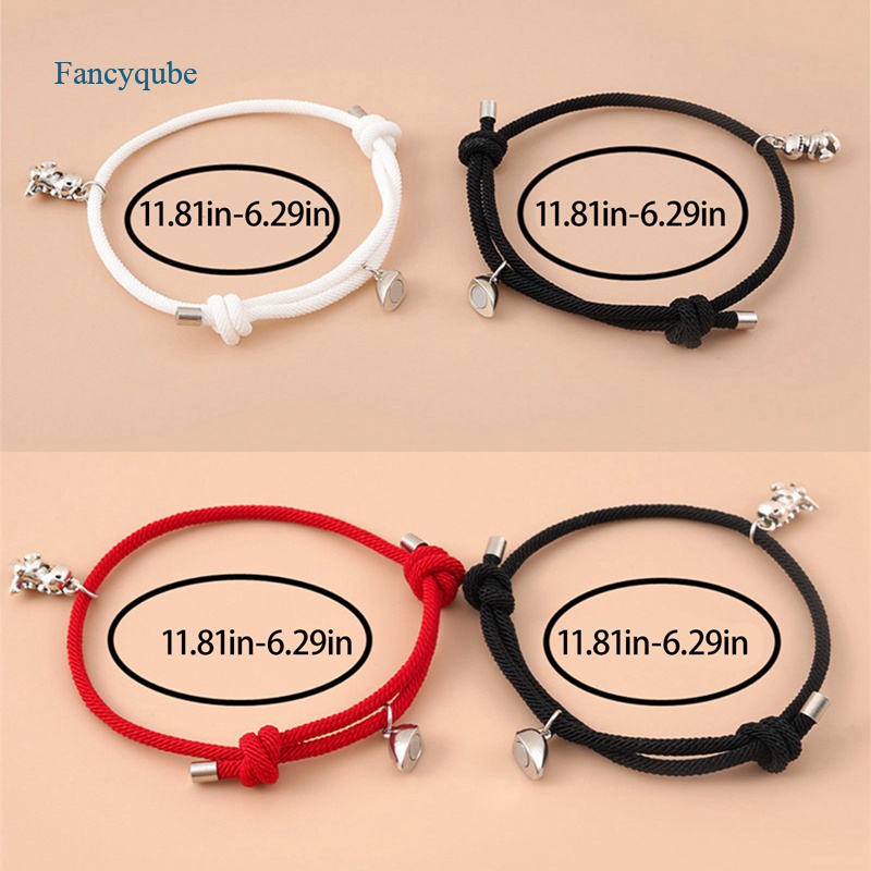 Fancyqube 2pcs Gelang Tali Kepang Dengan Liontin Dinosaurus Butterfly Heart Bahan Stainless Steel Magnetik Untuk Pasangan