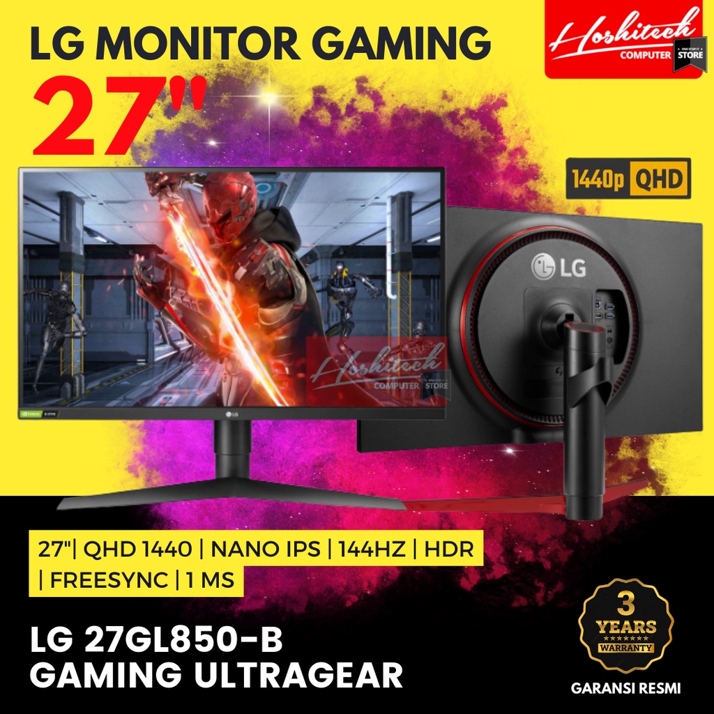 LG Monitor 27 INCH Gaming UltraGear 27GL850 NANO IPS 144hz QHD 1440
