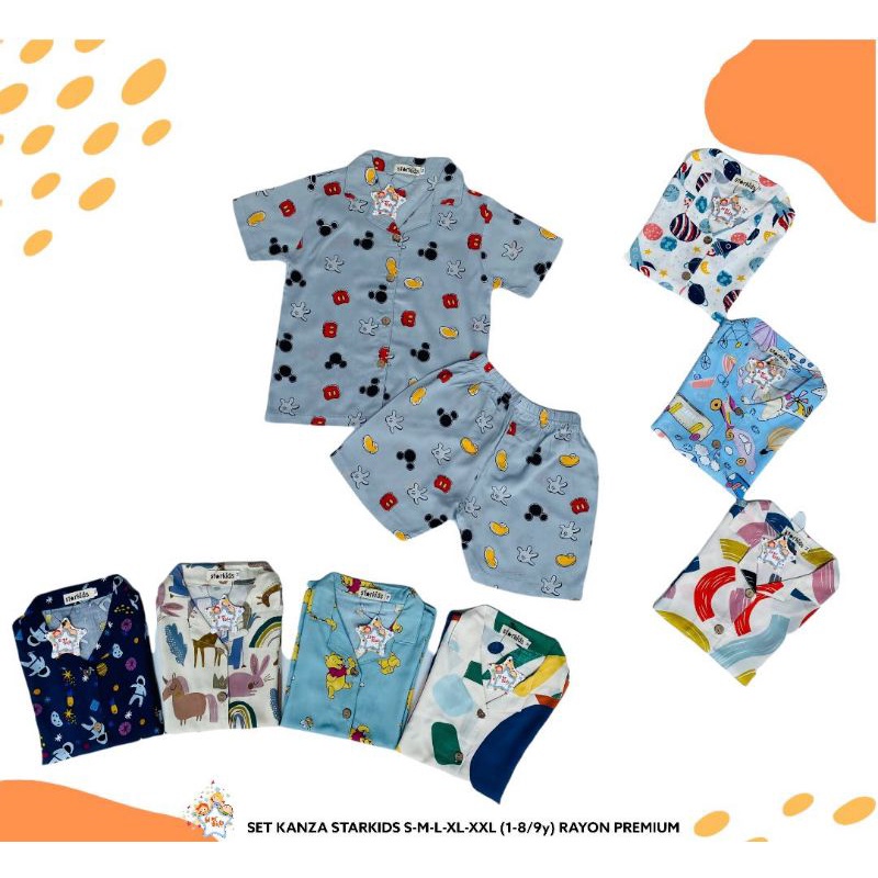 Setelan Pajamas Rayon size 1 - 9thn Starkids Bahan Rayon Premium. Playset Rayon Anak Kanza Starkids. Setelan Rayon anak 1 - 9 thn